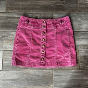 VTG GAP Corduroy Mini Skirt Button Front Pink Adjustable‎ Women's Size 6 Y2K